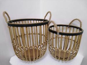 Quality Brown Round Vintage Bamboo Basket Set wholesale