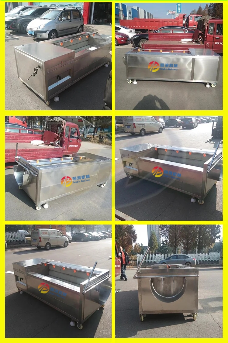 Potato Carrot Cassava Vegetable Cleaning Machine with Bubble Washing and Peeling
