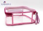 Super Clear Soft PVC Bags Pink PU Handle Custom Lady Handbag Fashion Women Bag