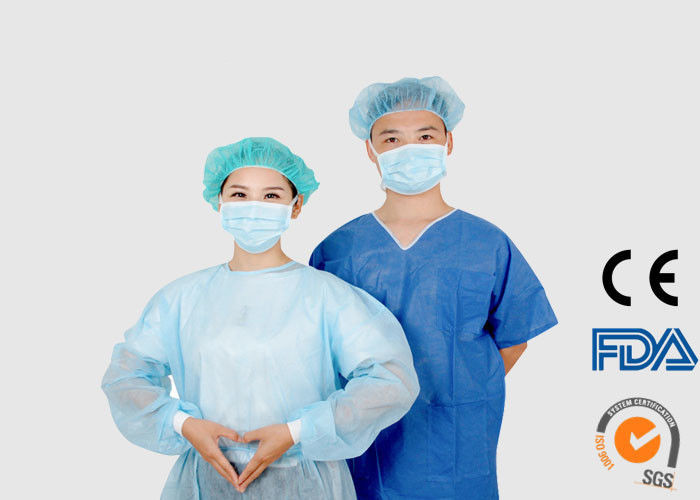 Eco Friendly Medical Isolation Gowns , Unisex Blue Disposable Coveralls
