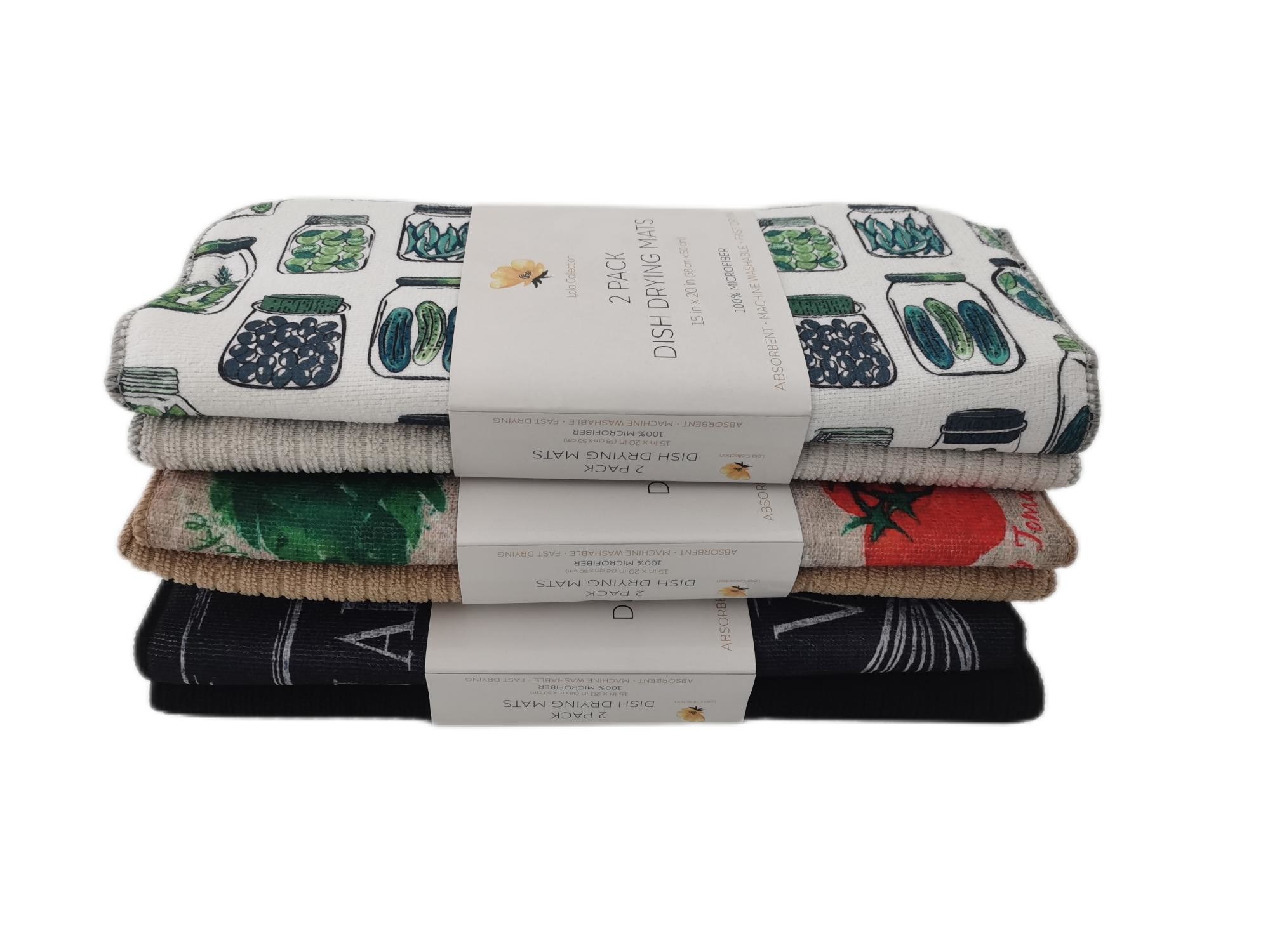Printing Microfiber Dish Drying Mat 38x50cm Stripe Cloths