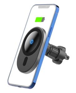 Quality Oval Silicone 9V1.1A 15W Magnetic Wireless Car Charger FOD wholesale