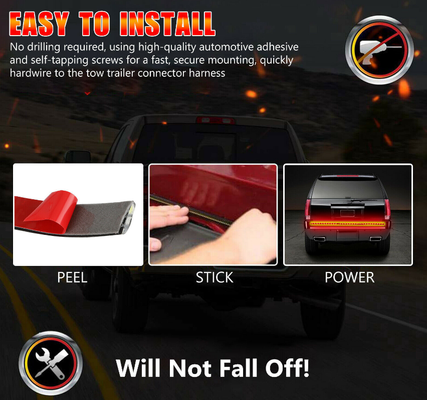 White Red Yellow 150cm/120cm Trunk Light Strip Trunk Light Anti Fog Light
