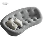 3 Seat Modern Living Room Sectional Sofa Set Moon Shape Fabric With Cuddler
