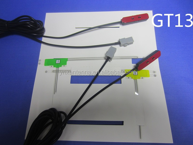VHF/ UHF Digital Car Glass Film Antenna Radio Car Antenna TV Antenna with GT13 GT16 VR1