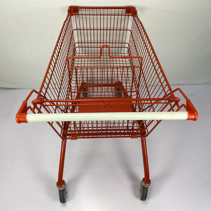 Large Capacity 180L Steel Shopping Cart European Style Red Custom Shopping Trolley Cart