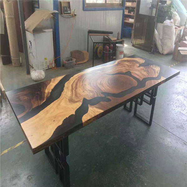 Walnut River Run Tabletop Epoxy Resin Live Edge Slab Dining Table Top European