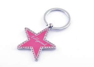 Quality Star Engraved Metal Keychains Engraved Metal Keyrings With Small Diamond wholesale