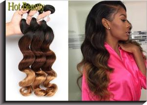 Quality Fashion 3 Tone Ombre Curly Human Hair Weave / Peruvian Body Wave 3 Bundles wholesale