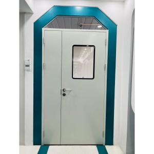 Quality Clean Room Asymmetric Double Leaf Metal Door , Powder Coated Hospital Steel Door wholesale