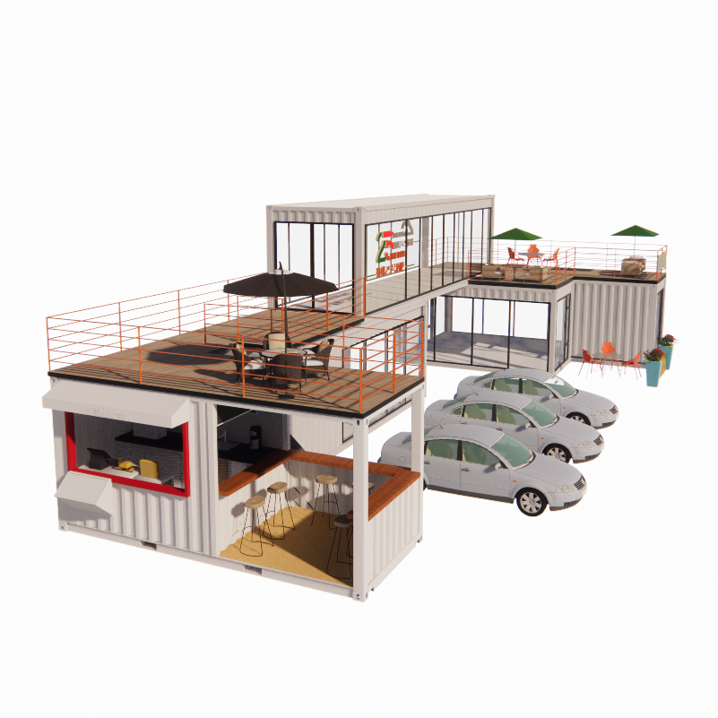 40ft Mobile Bar Restaurant Container Hotel Steel Container Storage Prefab Building with Galvanized Steel Frame and Bending