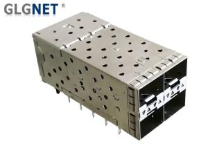 Quality 2X2 Stacked 4 Ports SFP Cage Connector Female SFP PCB Connector with Light pipe wholesale