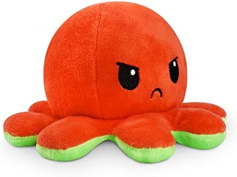 TeeTurtle - The Original Reversible Octopus Plushie - Love + Hate - Cute Sensory Fidget Stuffed Animals That Show Your