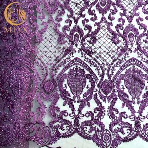 Quality Bridal Gown French Beaded Handmade Lace Fabric Polyester Customized wholesale