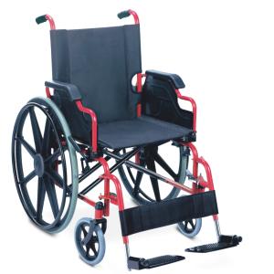 Quality Economic Friendly Affordable Folding Steel Wheelchair With Solid Rear Castor wholesale