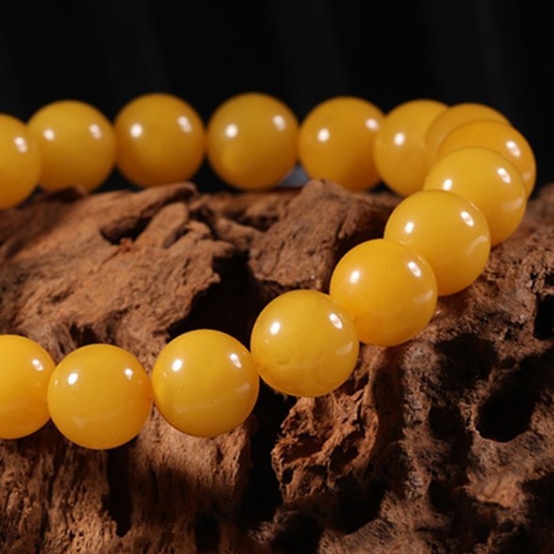 Wholesale Natural Crystal Bracelet Honey Amber Raw Stone Bracelet Energy Stone Meditation Bracelet For Jewelry Gift Simple Luxury Beeswax Beads Amber