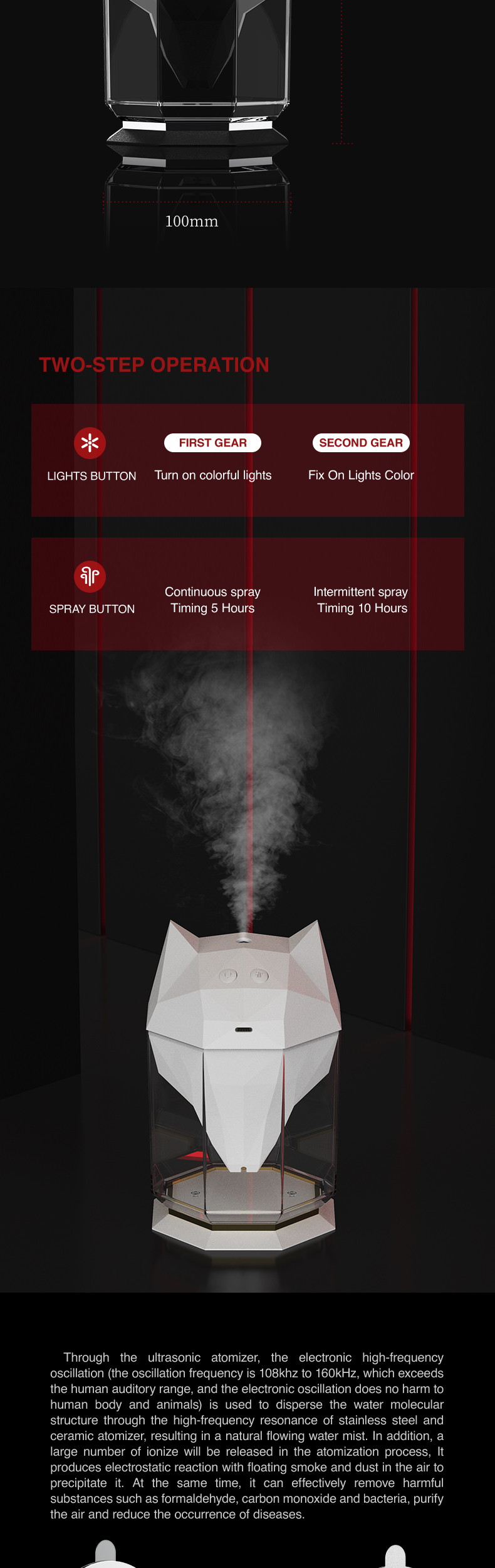 HOMEFISH 600ML Warwolf Big Capacity Air Aroma Diffuser Continuous Mist