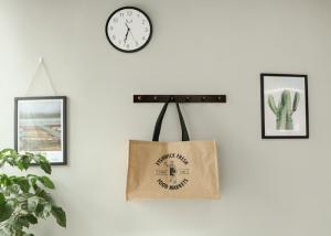 Quality Daily Use Jute Packaging Bags , Printed Jute Bags With Black Webbing wholesale