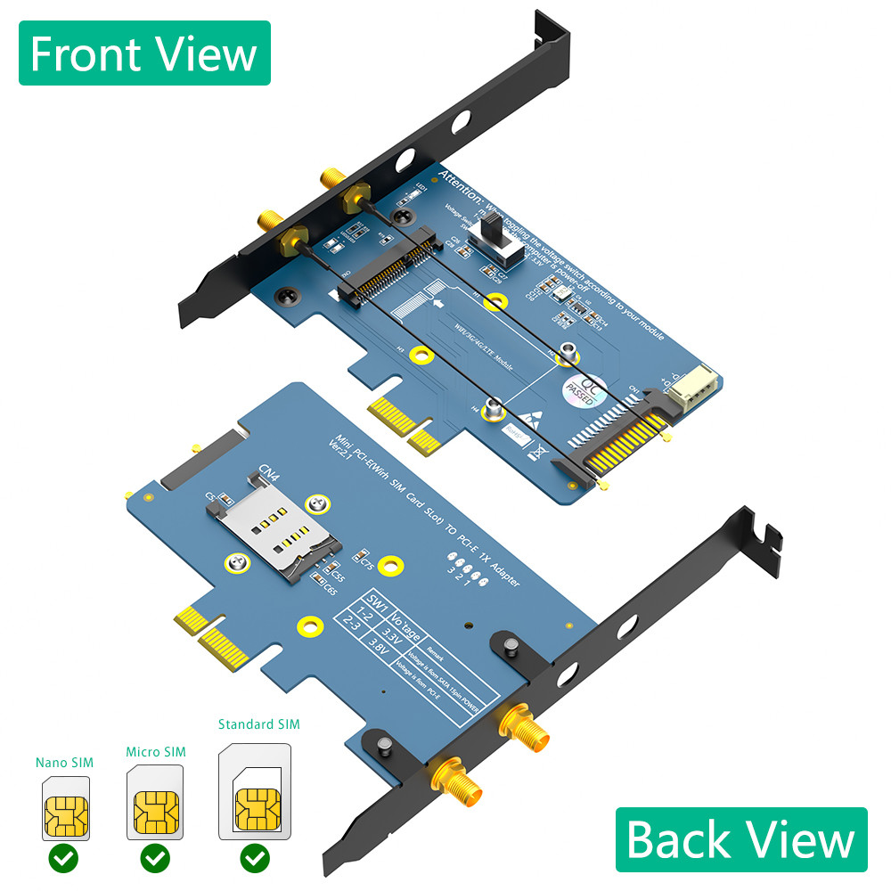 USB Mini PCI-E PCI Express To PCI-E 1X Adapter For WindowsXP