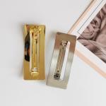 Golden Silver Metal Spring Hair Clips Women Girls Fashion Square Bobby Pin 8x3cm