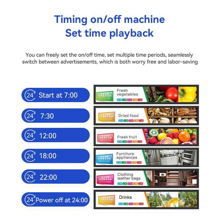 Android Stretched LCD Display Ultra Wide Store Advertising Indoor Retail Shore