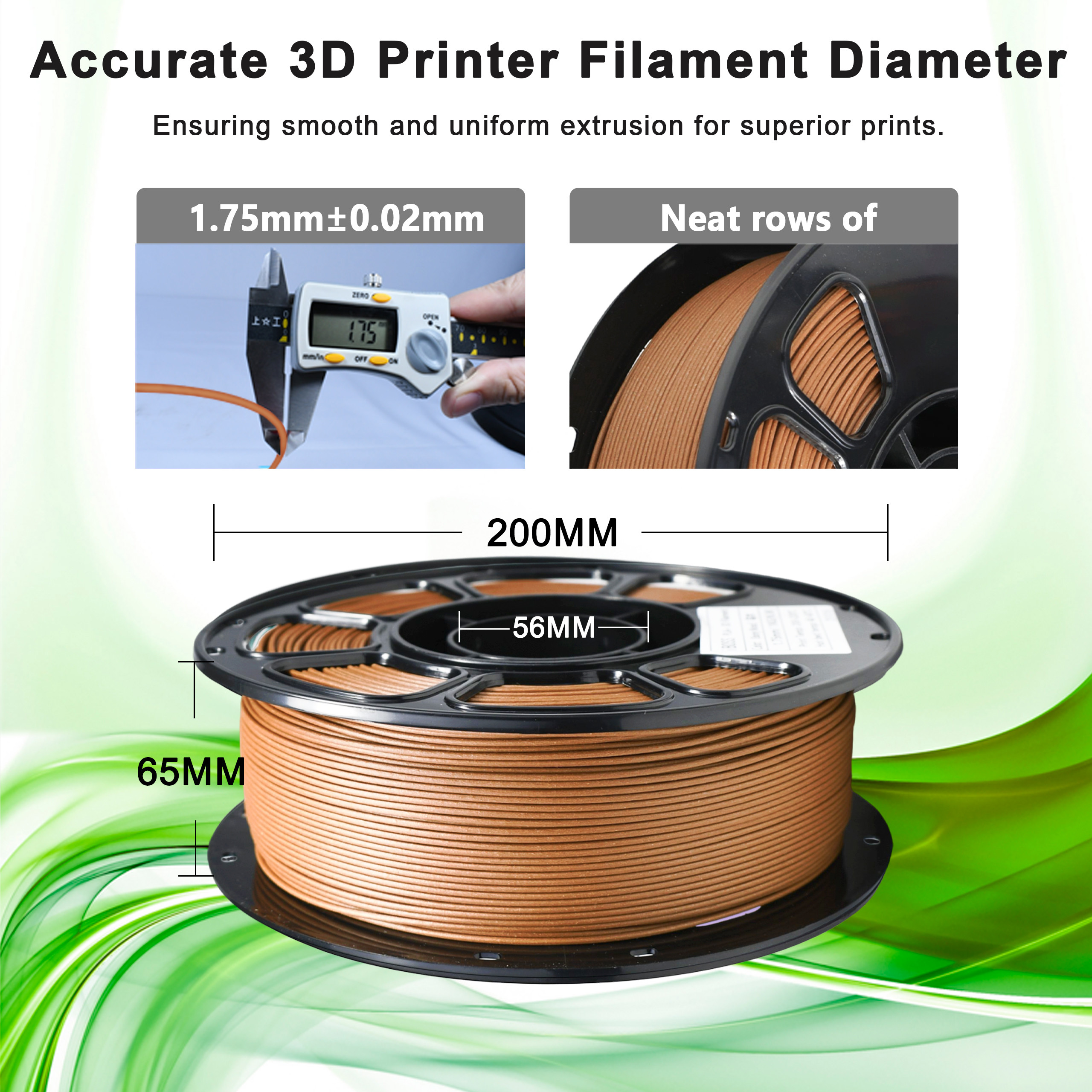 High Quality 3D Printer Filament Ebony Wood Color PLA+ Filament 1.75mm Toughness Enhanced