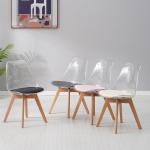 Nordic PC Transparent Acrylic White Plastic Kitchen Chairs For Cafe