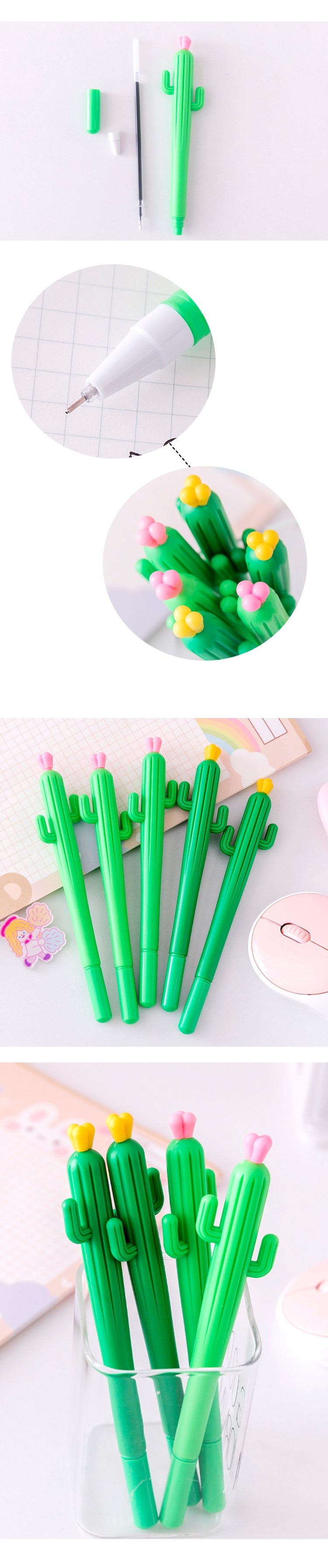 Comfortable Holding Smooth Writing Gel Pen 0.5mm Cactus Silicone Neutral Pen