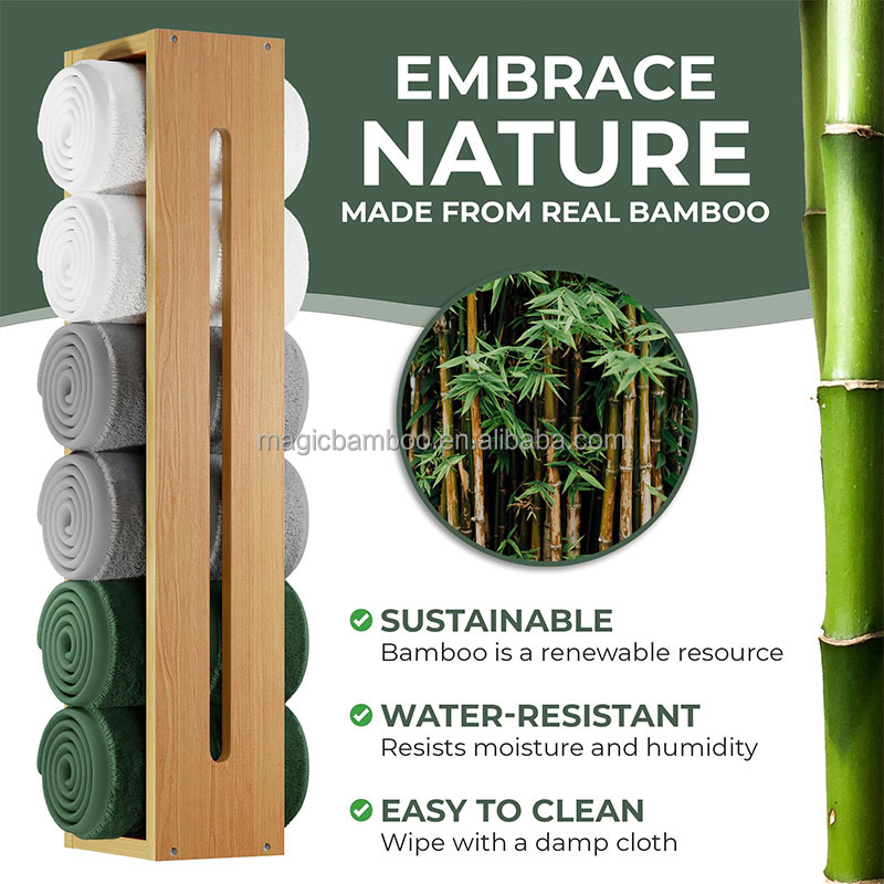 Wooden Bamboo Bathroom Storage Rack Towel Shelf Eco Friendly