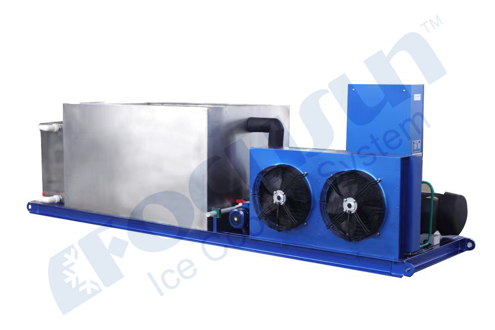 Focusun 1 Ton/24 Hours Brine Refrigerated Ice Maker Block Ice Machine with Compressor