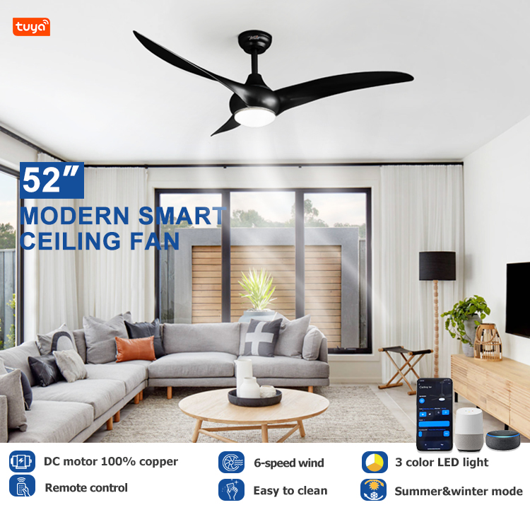 1stshine/OEM Logo LED Ceiling Fan with Energy Saving Sleep Mode and Tuya APP Control