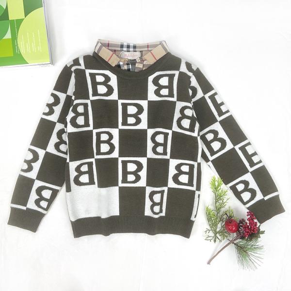 Children's fake-shirt Collar faux shirt Collar neck Jacquard Knit Letter Pattern