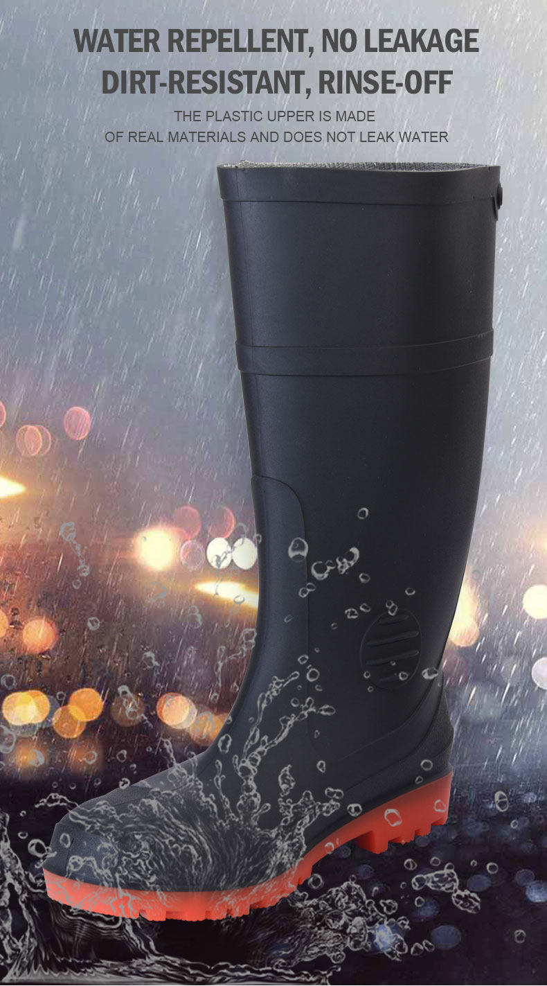 Waterproof Safety Rubber Boots Steel Toe Rain Boots Mens Puncture Resistant