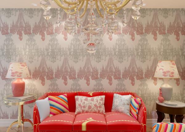 Retro Washable Waterproof PVC Wallpaper For Walls TV Background , Droplight