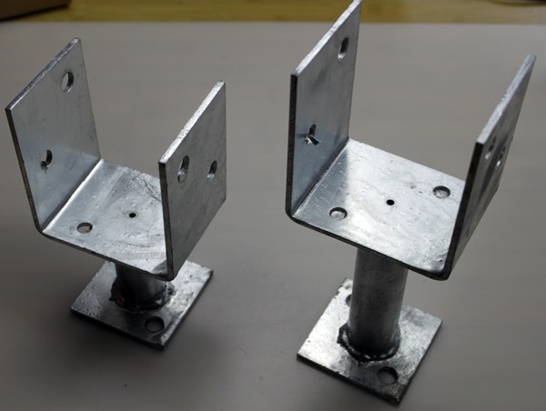 Square Shape 4x4 Galvanized Post Support Bracket in Silver for Square Posts