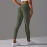 V waist ruffles pure color peach buttocks yoga pants exercise running fitness