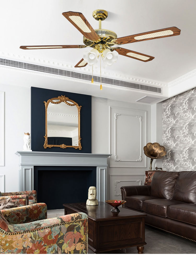 Hotel 52 Inch MDF Blade Ceiling Fan with 100% Copper Motor and Fancy Decorative Design