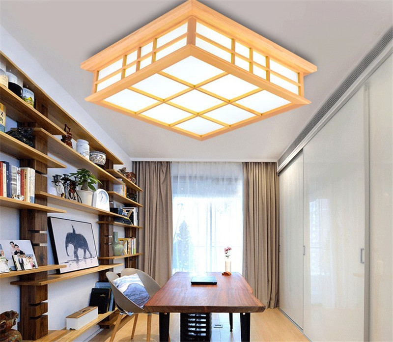 Ceiling Lights Japanese Style Tatami Lamp LED Wooden Ceiling Lighting Dining Room Bedroom Lamp(WH-WA-31)