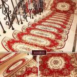 Red Traditional PVC Carpet Flooring , Oval Shape Stair Tread Rugs