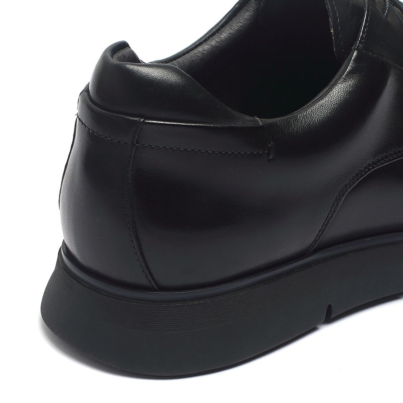 Black Lace Up Anti Odor Breathable Mens Genuine Leather Casual Shoe