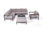 Modern Seaside Outdoor Aluminum Sofa Set With Wooden Armtop