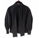 Organic Cotton Tencel Twill Fabric 120gsm Black Blouse With Big Bow At Neck