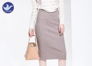 Quality Rib Knitted Back Slit Womens Knit Skirt Pencil Fitted Back Opening Middle-Skirt wholesale