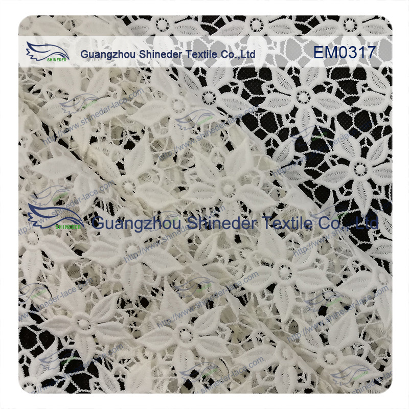 Five-Petal Flower Embroidered Lace Fabric for garment/ladies dress/wedding dress