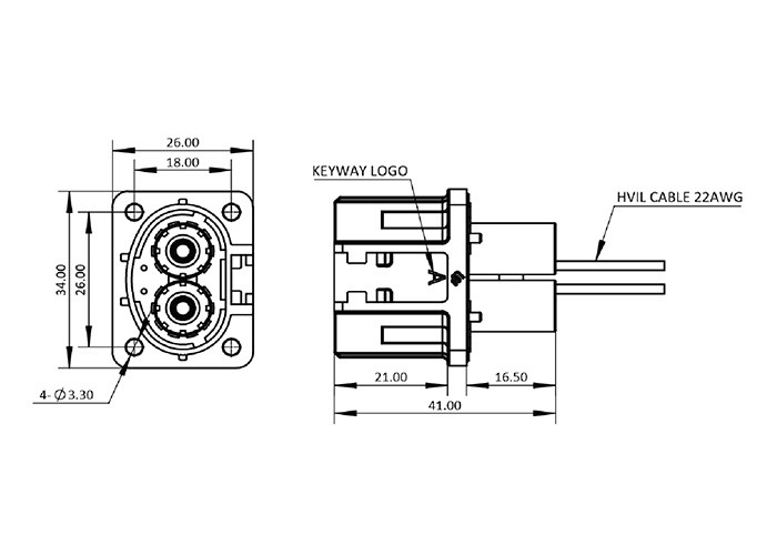 IP68 Waterproof Battery Connectors , UL94V-0 Battery Socket Connector