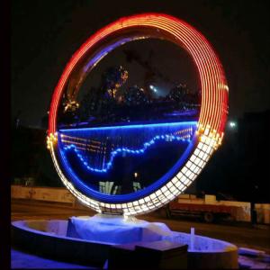 Quality Large metal stainless steel ring sculpture project mirror polish &amp; light ,Stainless steel sculpture supplier wholesale