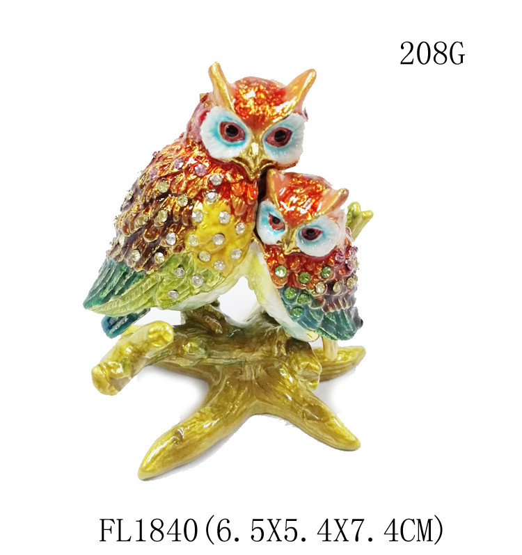 Bird owl trinket jewelry box owl jeweled animal boxes bird bejewelled boxes