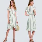 lady fashion and casual striped dress