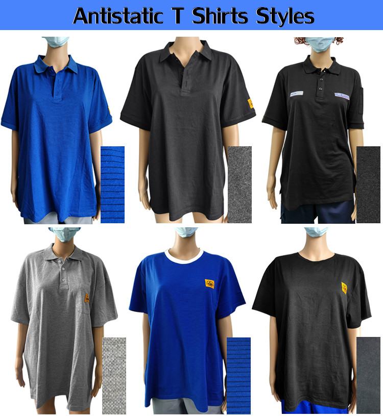 Cotton Polo Shirt ESD Safe Clothing Antistatic Unisex For Cleanroom Laboratory