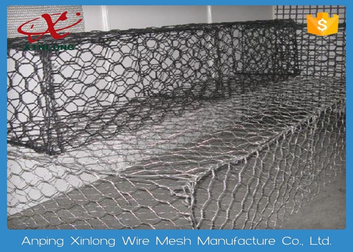 6 * 8cm Heav Duty Gabion Wire Mesh / Hexagonal Wire Cages For Rock Retaining Walls